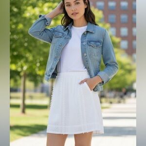 J Crew White Textured Women's Skirt Size 8